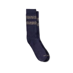 Wool Blend Striped Crew  Unisex Wool Blend Striped Crew Socks in Navy/Tan