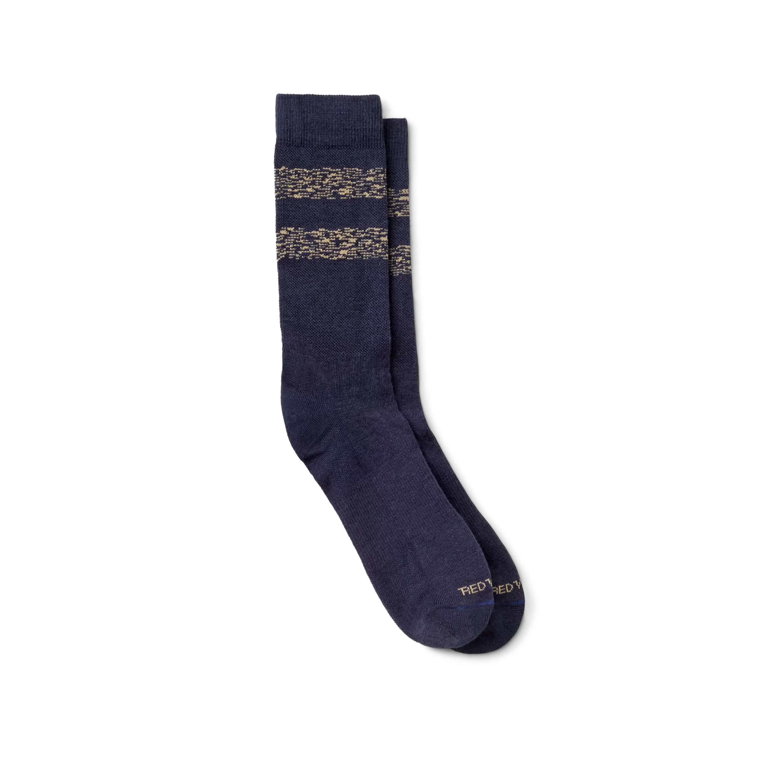 Wool Blend Striped Crew Unisex Wool Blend Striped Crew Socks in Navy/Tan