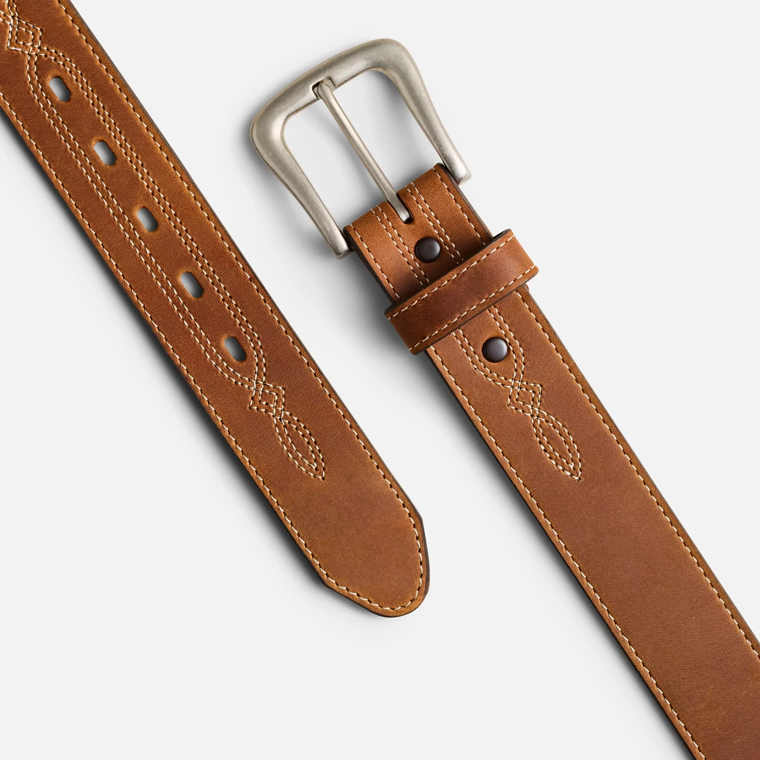 Western Leather Belt Men's Belt in Brown Western Leather - Image 3