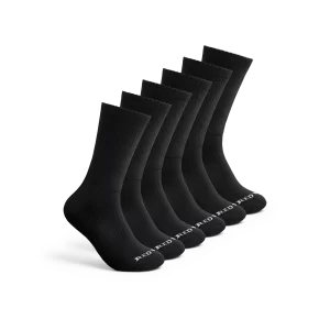 Everyday Work Medium Weight Crew - 6 Pack  Unisex Cotton Blend Crew Sock in Black