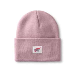 Logo Knit Beanie Hat  Unisex Cuffed Beanie Hat in Pale Rose