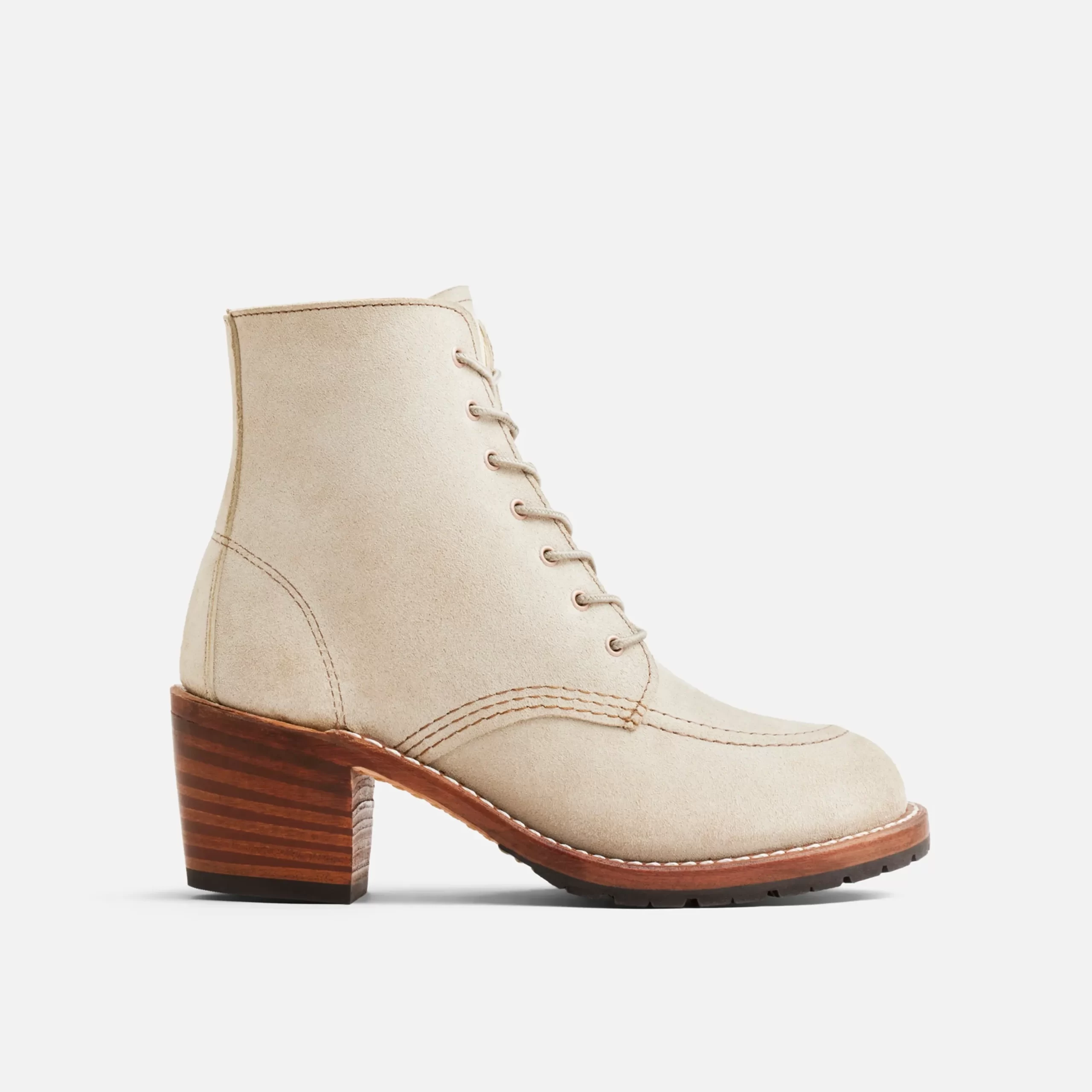 Clara Women's Heeled Boot in White Sand Mohave Leather